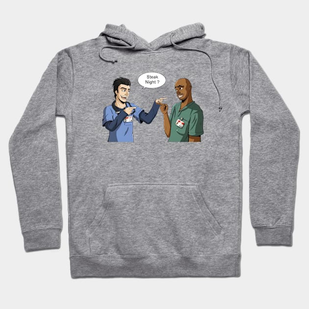 Steak Night of JD and Turk Scrubs Hoodie by GWCVFG